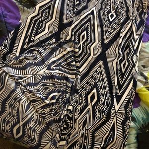 Blue Geo Pattern Skirt With Slit; W 2X